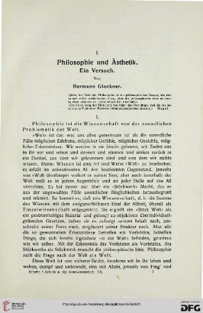20: Philosophie und Ästhetik : ein Versuch