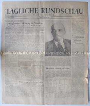 Tageszeitung der SMAD "Tägliche Rundschau" u.a. zur Außenministerkonferenz der vier Siegermächte in Moskau und zu den ersten Landtagswahlen in der britischen Besatzungszone