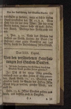 Das XXII. Capitel. Von den verschiedenen Haushaltungen des Gnaden-Bundes.