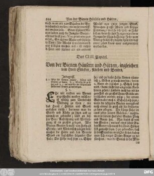 Das CLIII. Capitel. Von der Bienen Häusern und Hütten, ingleichen von ihren Stöcken, Körben und Beuten.