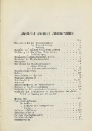 Alphabetisch geordnetes Inhaltsverzeichnis