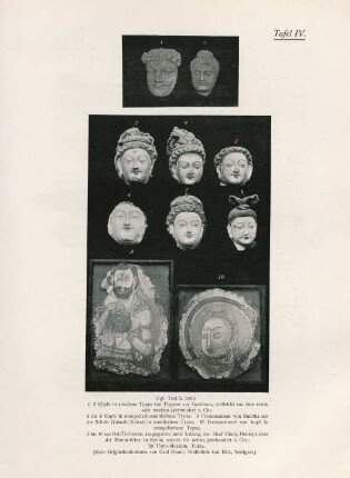 Tafel IV. ... 1, 2 Köpfe in arischem Typus von Figuren aus Gaghara, ...