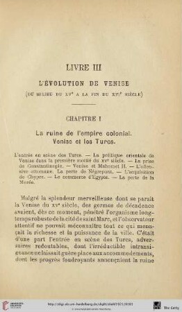 Livre III: L'évolution de Venise