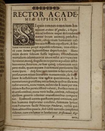 Rector Academiæ Lipsiensis.