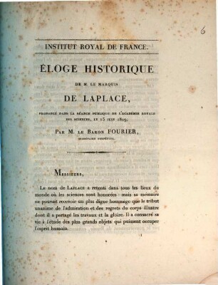 Éloge historique de M. le marquis de Laplace