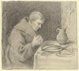 Mönch beim Tischgebet