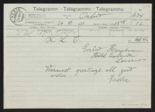 Brief von Hermann Georg Fiedler an Gerhart Hauptmann