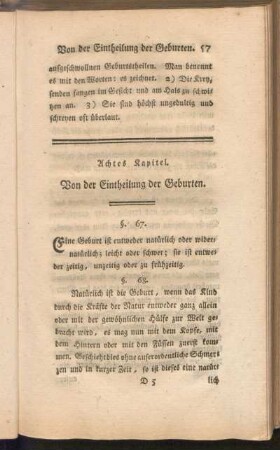 Achtes Kapitel. Von der Eintheilung der Geburten