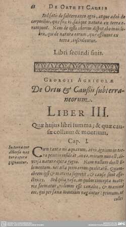 De Ortu & Caußis subterraneorum. Liber III.