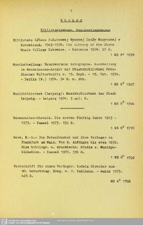 Bibliothekswesen, Musikverlagswesen