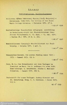 Bibliothekswesen, Musikverlagswesen