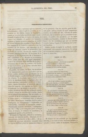 VIII. - Ceremonia religiosa.