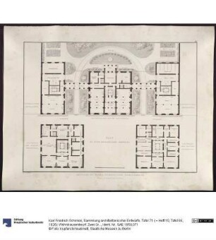 Sammlung architektonischer Entwürfe. Tafel 71 ( = Heft 10, Tafel 65, 1826): Wohnhausentwurf. Zwei Grundrisse