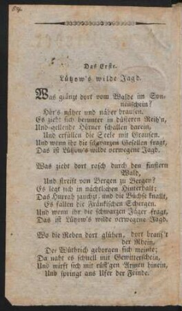 Das Erste. Lützow's wilde Jagd.
