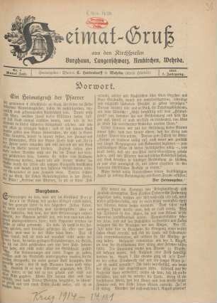 1.1915: Heimatgruß aus den Kirchspielen Burghaun, Langenschwarz, Neukirchen, Wehrda