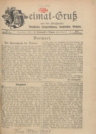 1.1915: Heimatgruß aus den Kirchspielen Burghaun, Langenschwarz, Neukirchen, Wehrda