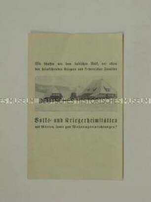 Propagandaschrift für die Schaffung von Wohnungen für Kriegsheimkehrer