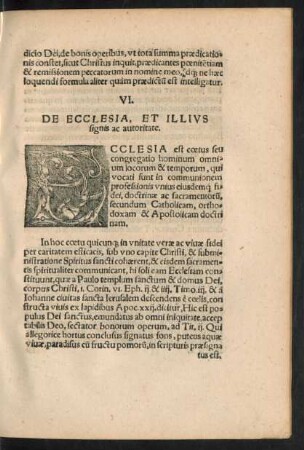 VI. De Ecclesia, Et Illius signis ac autoritate.