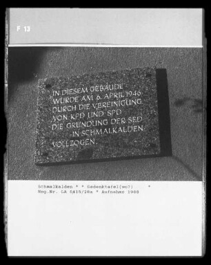 Gedenktafel zur Vereinigung von KPD und SPD