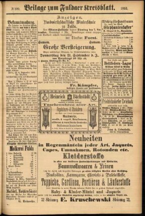Zweite Ausgabe vom Samstag, den 16. September 1893.