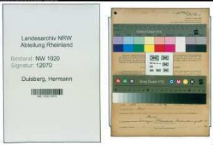Entnazifizierung Hermann Duisberg , geb. 05.04.1905 ()