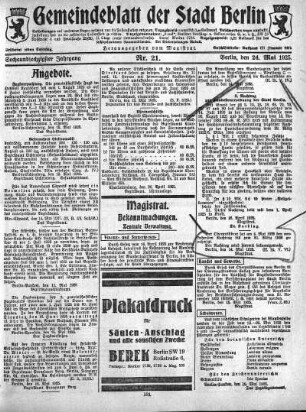 1925,21: Nr. 21, 24. Mai 1925