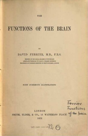 The Functions of the Brain : With numerous illustrations