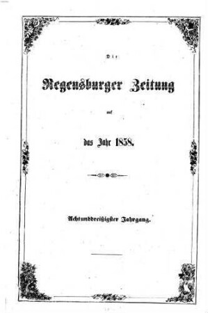 Regensburger Zeitung. 1858,1 = Jg. 38