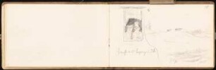 Skizzenbuch. 1895-1896. Zeichnungen des Oberschülers aus Halle/Saale: 3 Personen am Fenster, Landschaft