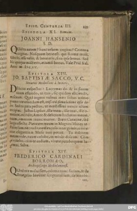 Epistola XI. Romam. Ioanni Hansenio S. D.