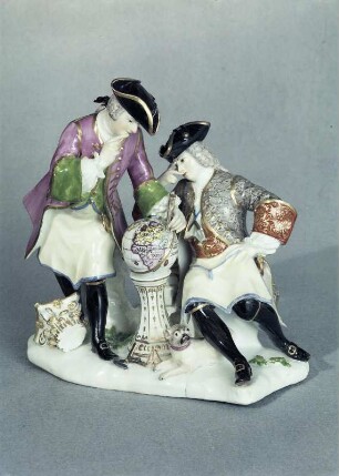 Freimaurergruppe : Johann Joachim Kändler (1706-1775). Freimauergruppe (Porzellan, Höhe 22,5 cm, Meißen, 1744). Dresden: Porzellansammlung P.E.179