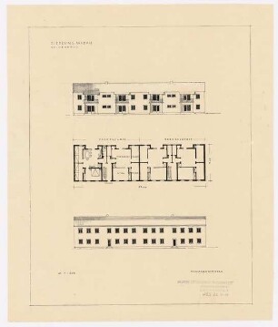 Siedlung Hinrichssegen, Bruckmühl Doppelwohnhaus: Reihenhaus: Grundriss und Aufrisse 1:200