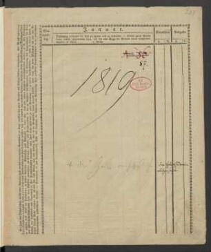 Kalender [1819] in welchem Beethoven zu Anmerkungen über seine Haushaltung, Absendung von Briefen etc sich bedient hat