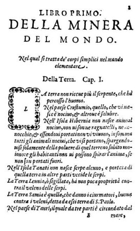 Della Terra. Cap. I.