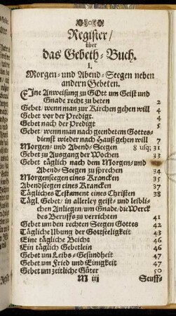 Register/ über das Gebeth-Buch.