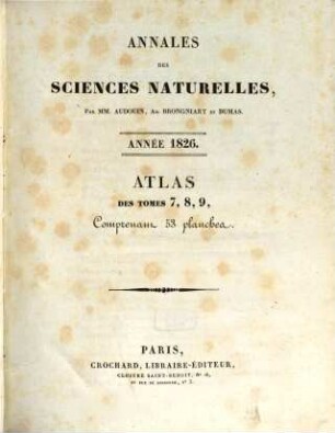 Annales des sciences naturelles. Atlas, 1826