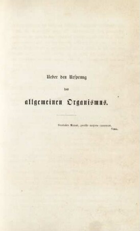 Über den Ursprung des allgemeinen Organismus