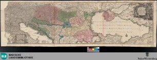Tabula Synoptica Totius Fluminis Danubii A Fontibus Usque Ad Ostia - R 18 : in qua omnes regiones, quas perfluit et amnes, quos recipit, Imprimis Integrum Hungariae Regnum, Principat. Transilvaniae, Moldaviae, Walachiae, Archiducatus Austriae, Regna Et Ducat. Styriae, Carinthiae, Carniolae, Croatiae, Dalmatiae, Sclavoniae, Bosniae, Bessarabiae, Bulgariae, Romaniae, Cum Magna Parte Turciae Et Tartariae &c. &c. Nec Non Mare Adriaticum Et Pontus Euxinus Oculis Sistuntur; Cum Gratia et Privil. S. R. I. Vicariatus, in partibus Rheni, Sueviae, et Iuris Franconicii