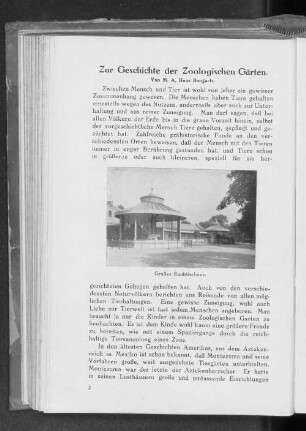 Zur Geschichte der Zoologischen Gärten.