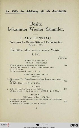 Gemälde alter und neuerer Meister (Nr. 1-48)