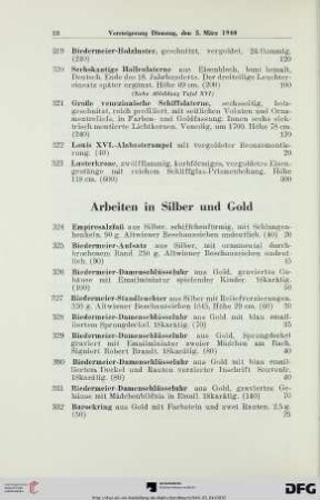Arbeiten in Silber und Gold (Nr. 324-383)