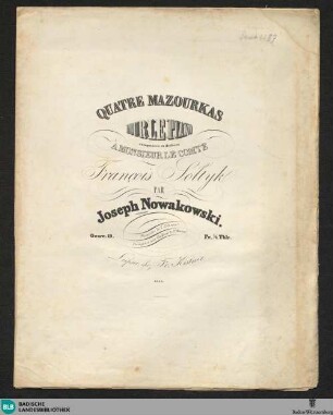 Quatre mazourkas : pour le piano; oeuvre 19