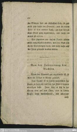 Von der Zubereitung des Wachses