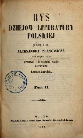 Rys dziejów literatury polskiej, 2