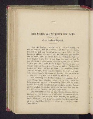 Vom Lenchen, das die Puppen nicht mochte. Erzählung. (Aus Lenchens Tagebuch.)
