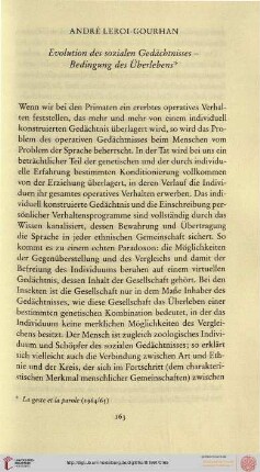 Andre Leroi-Gourhan: Evolution des sozialen Gedächtnisses - Bedingung des Überlebens