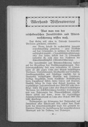 Allerhand Wissenswertes