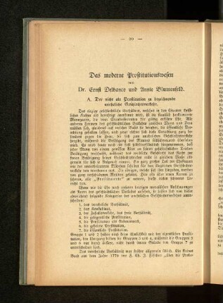 Das moderne Prostitutionswesen von Dr. Ernst Delbanco und Annie Blumenfeld.