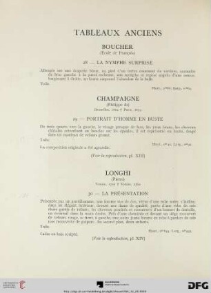Tableaux anciens (Nr. 28-36) avec planches XIII-XX