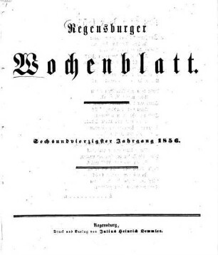 Regensburger Wochenblatt, 46. 1856